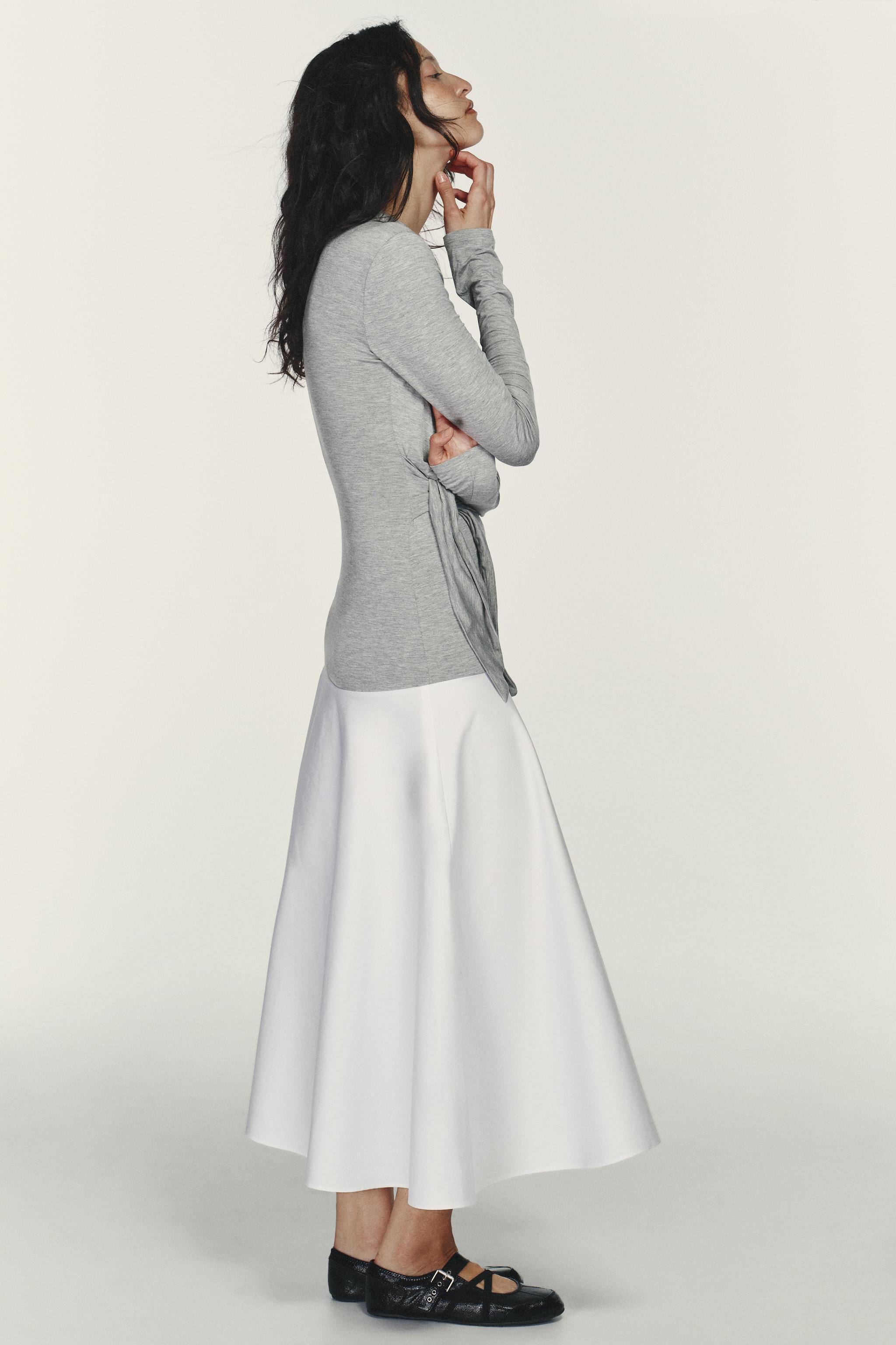 COMBINATION TIE-DETAIL MIDI DRESS